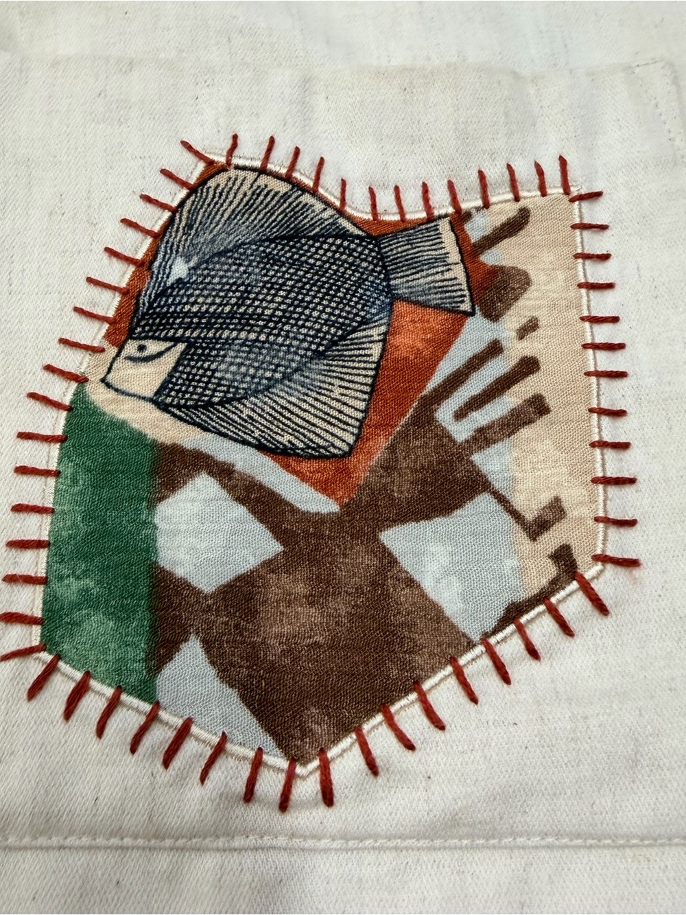 Vintage Rafia Studio Linen Cotton Art Wear Jacket Petite Fish Dancer Chevron EUC - Picture 4 of 10